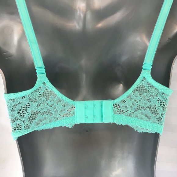 Victoria’s Secret Dream Angels Push Up Bra Size 32DD Aqua Blue Lace Underwire - Picture 9 of 13